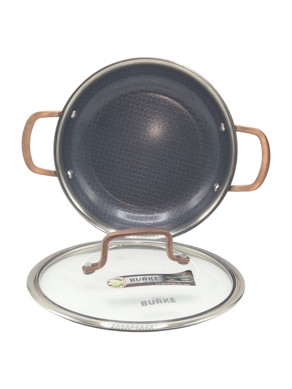 David Burke 9.5" Nonstick Ceramic Hybrid‎ Everyday Pan Cookware Copper Handle